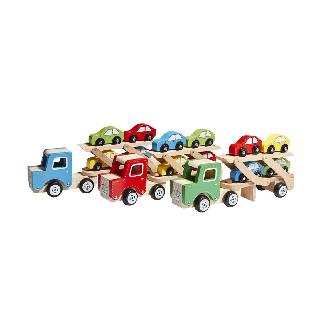 Camion porta auto giocattolo in legno
