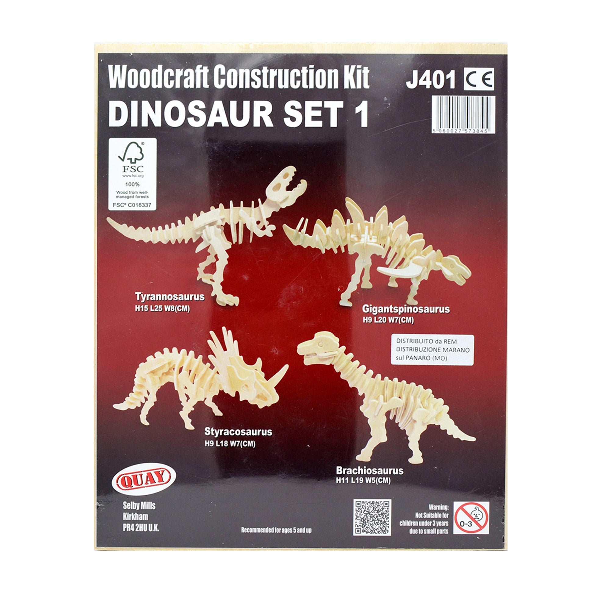 Puzzle tridimensionali in legno - Dinosauri set 1