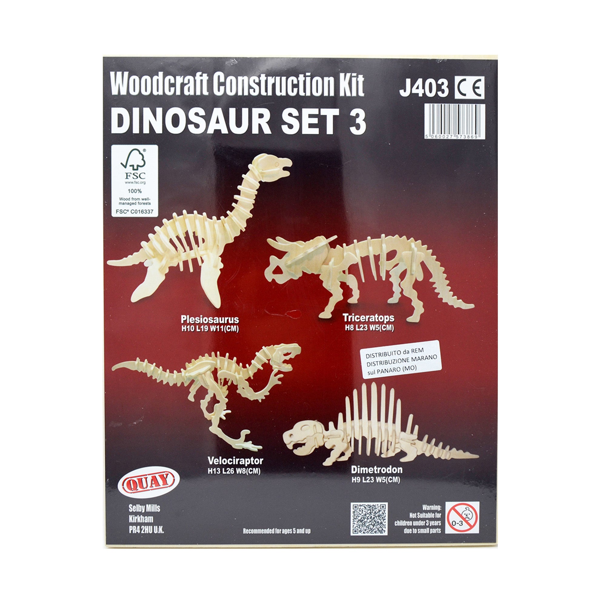 Puzzle tridimensionali in legno - Dinosauri set 3