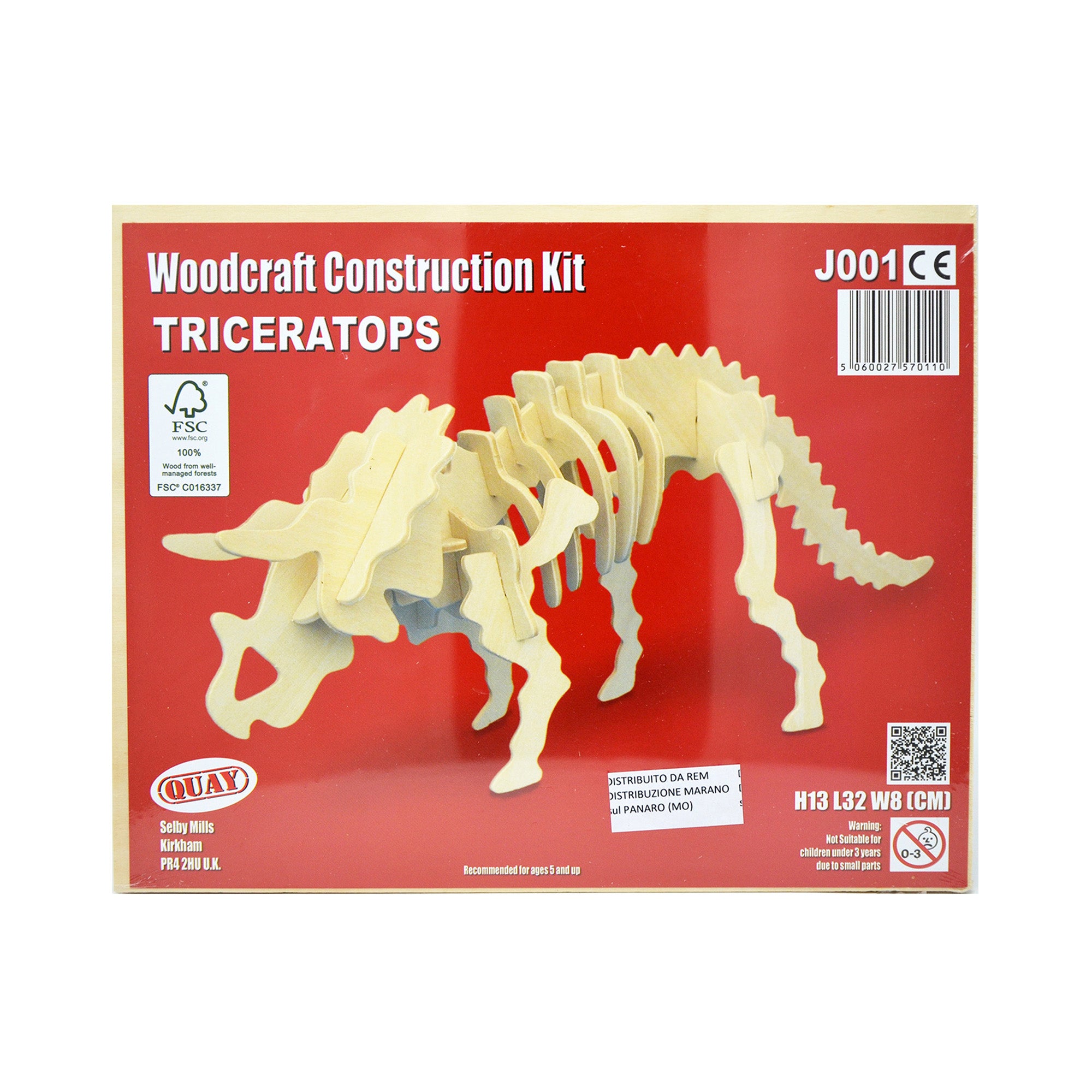 Puzzle trridimensionali in legno - Triceratopo