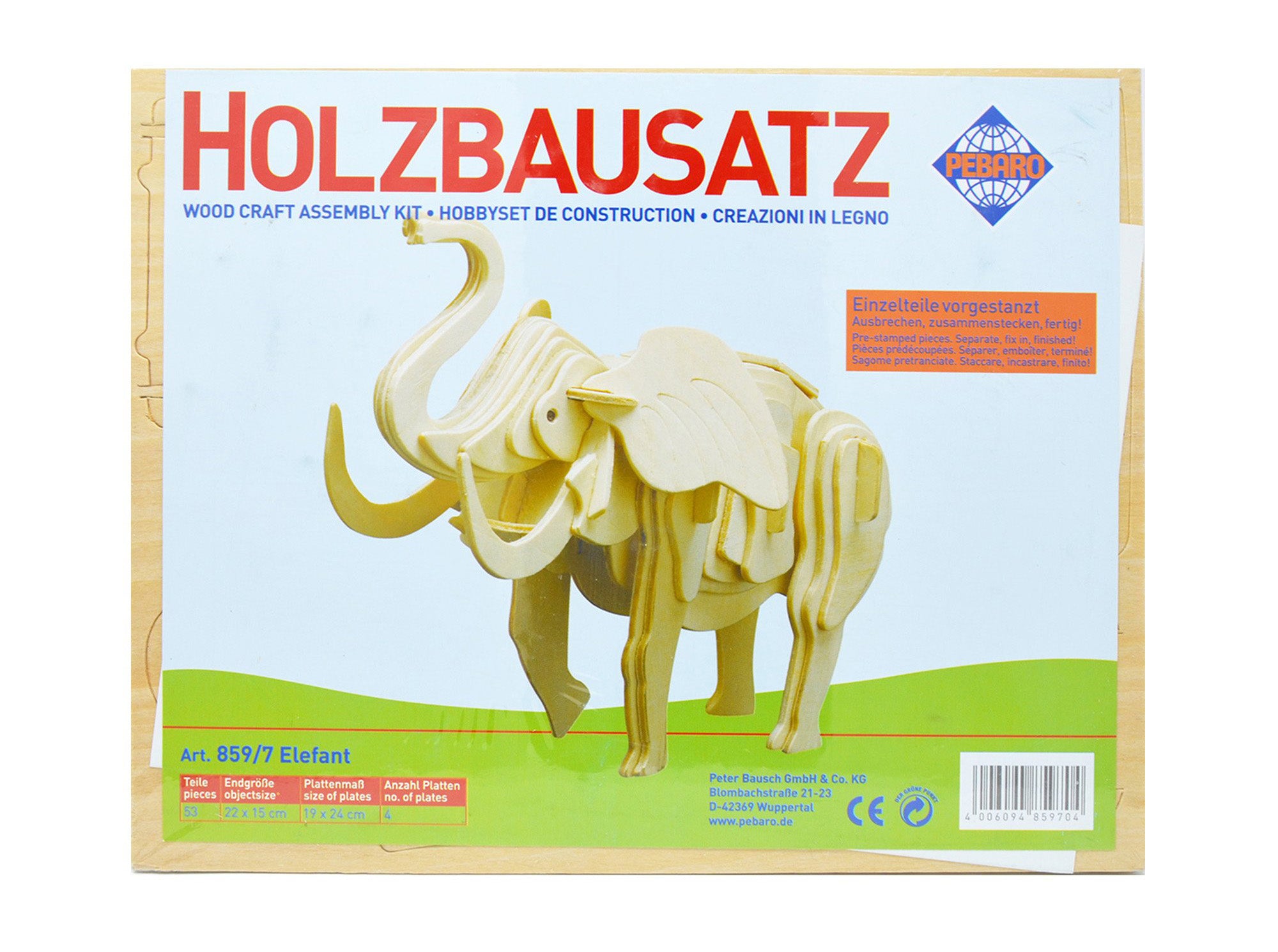 Puzzle tridimensionali in legno - Elefante