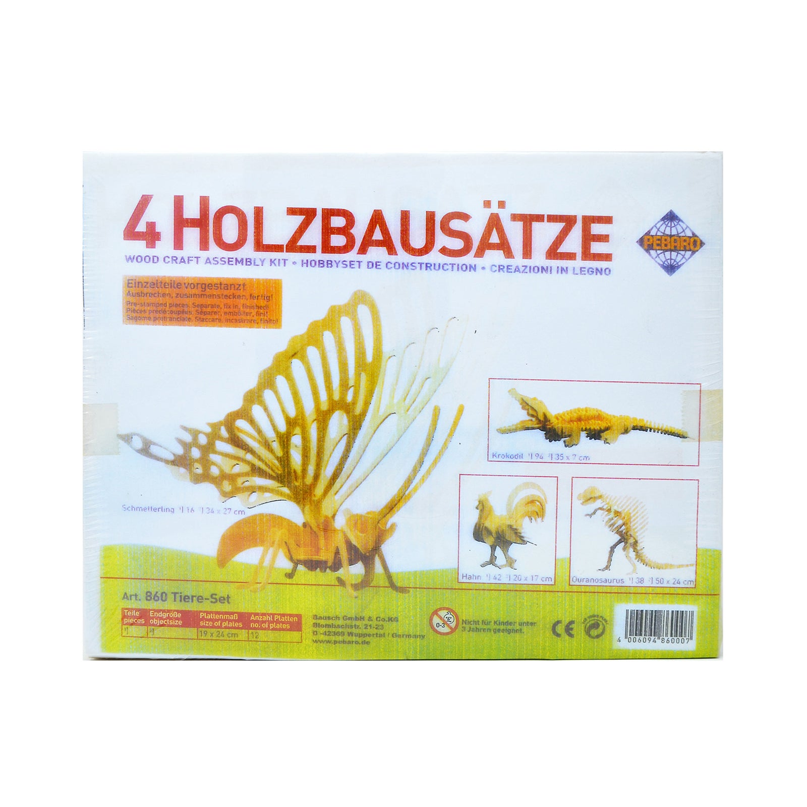 Puzzle tridimensionali in legno - Set 4 animali